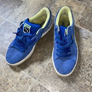 PUMA Suede Blue Sunny Lime/Gold Low Top Sneakers